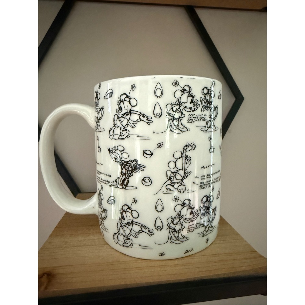 Disney Minnie Mouse Sketch Coffee Mug Bioworld White Ceramic Animator Art Mug
